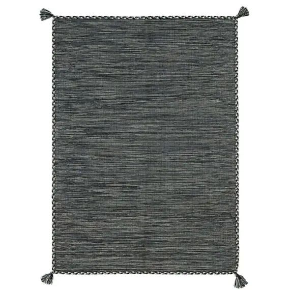 Tapis 100% coton tissé et tressé gris 190×290