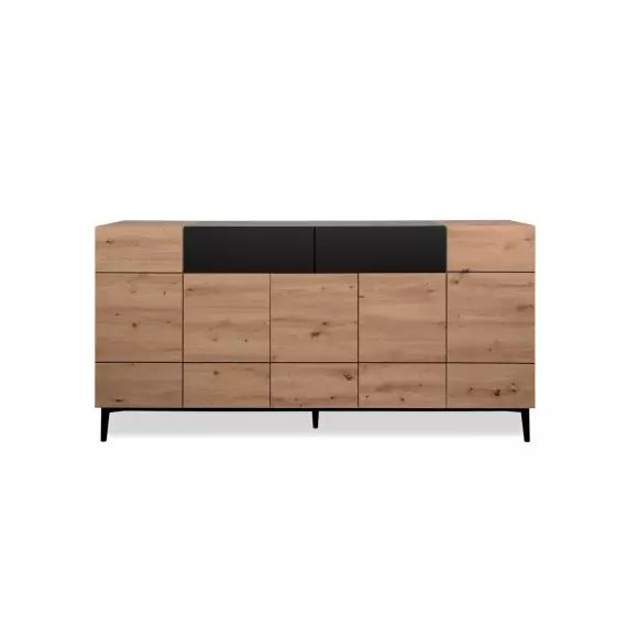 Buffet 5 portes 2 tiroirs L180 cm – Décor Bois Clair