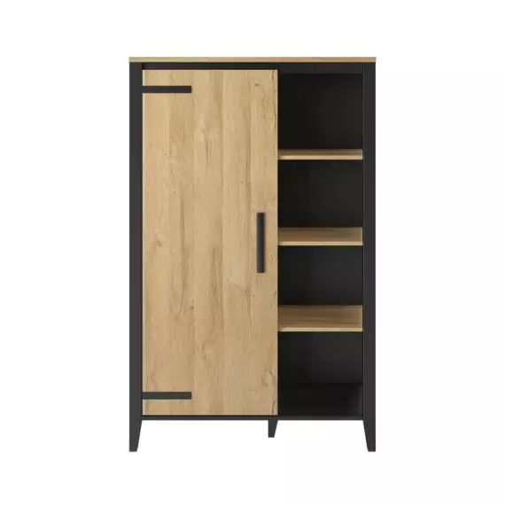 Buffet haut 1 porte CORK imitation chêne/noir