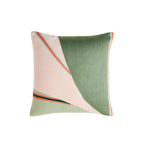 Housse de coussin 40×40 cm Vert loden et rose