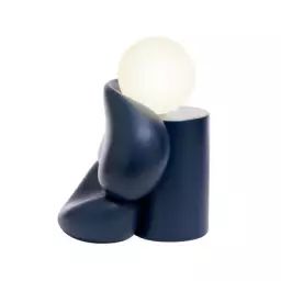 Lampe de table Ingres en Céramique, Verre – Couleur Bleu – 28 x 28 x 40 cm – Designer Atelier Baptiste & Jaïna