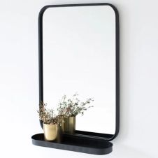 Miroir avec étagère en métal noir Bricklane