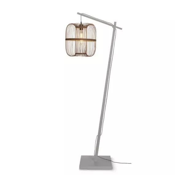 Lampadaire bambou abat-jour bambou blanc/naturel, h. 176cm