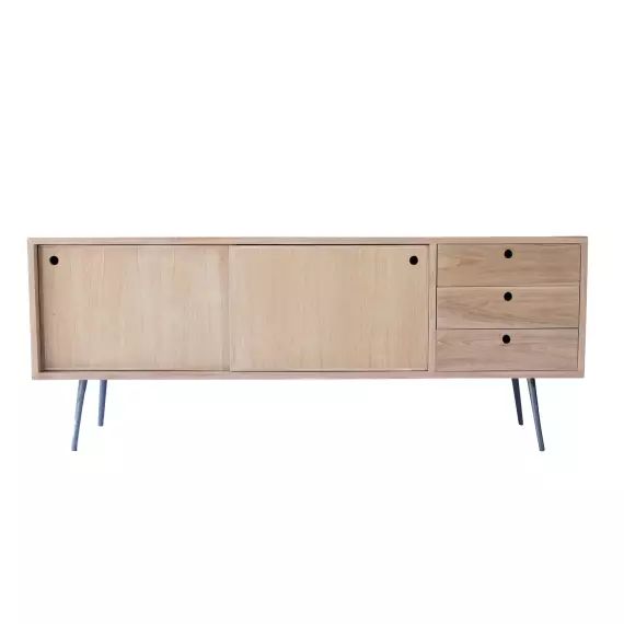 Meuble TV scandinave en teck 2 placards et 3 tiroirs