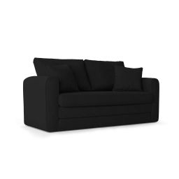 Canapé 2 places en tissu structuré noir