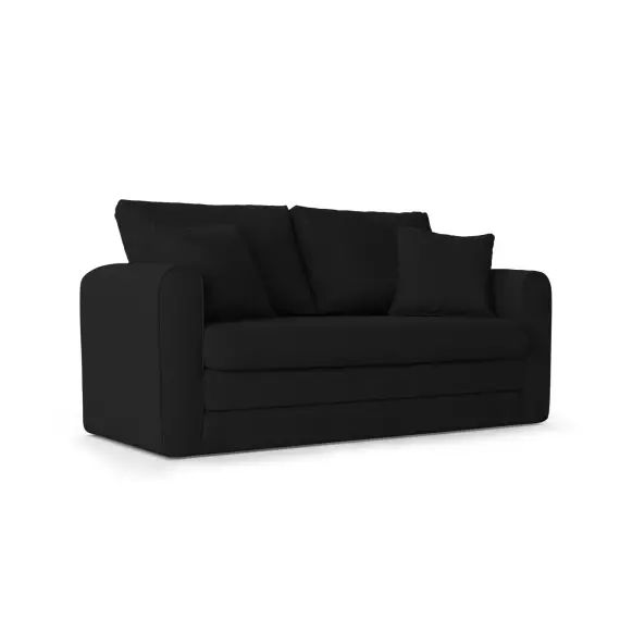 Canapé 2 places en tissu structuré noir