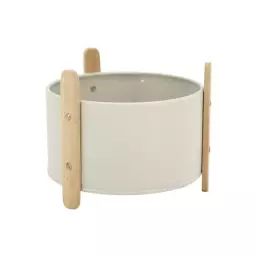 Cache-pot en métal laqué et bois 14.5 cm