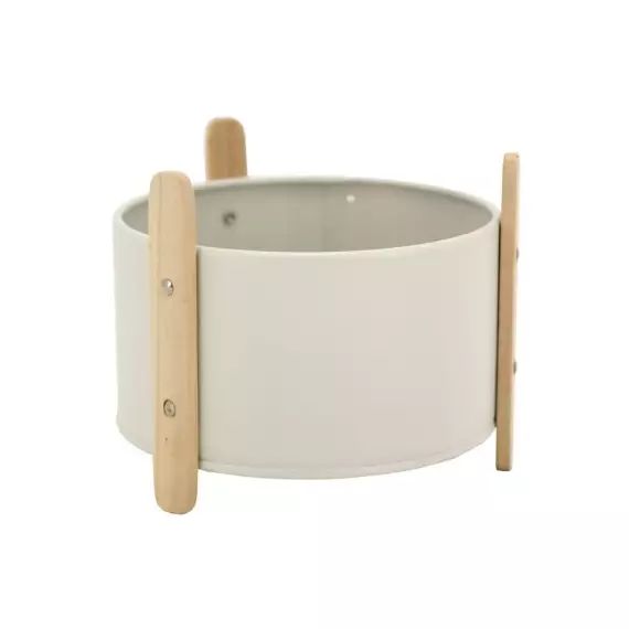 Cache-pot en métal laqué et bois 14.5 cm