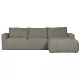 Canapé d’angle droit 3 places en tissu gris clair
