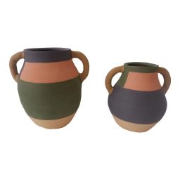 Set de 2 vases en terre cuite vert