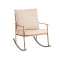 image de fauteuils scandinave Fauteuil à bascule moderne en métal et tissu beige