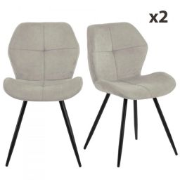 Lot de 2 chaises modernes en velours pieds noir beige