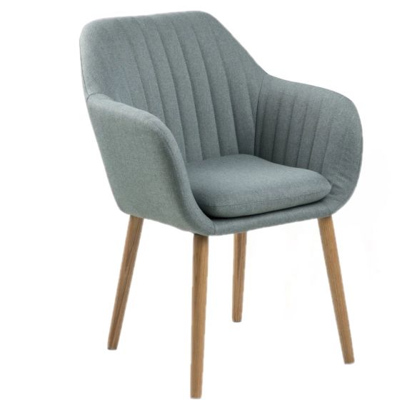 Fauteuil de table en tissu avec accoudoirs vert