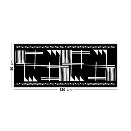 Tapis vinyle style ethnique noir & blanc 50x120cm