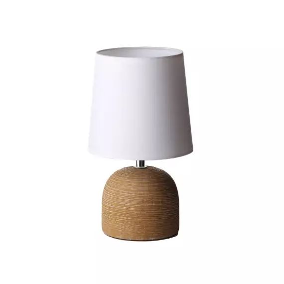 Lampe à poser ronde céramique marron effet naturel – 16x16x27.5cm