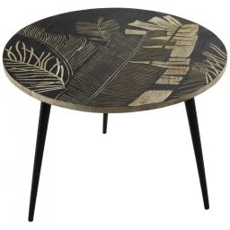 Table basse gravée en bois 60 x 45 cm
