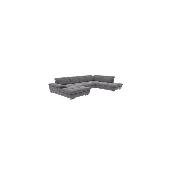 Canapé d’angle convertible terminal gauche moderne ANDY III tissu bella gris souris