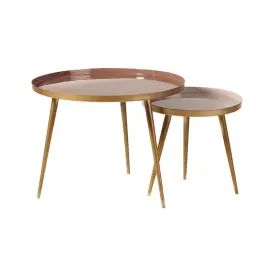 Tables gigognes en métal beige rosé et doré Avril