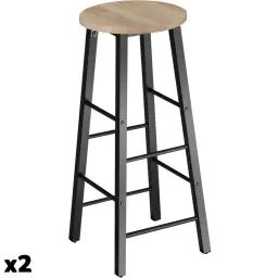 2 tabourets de bar bois clair industriel – chêne sonoma