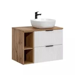 Meuble simple vasque 80cm 2 niches blanc