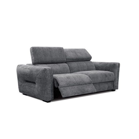 Canapé droit 3 places avec relax électrique à gauche tissu gris foncé