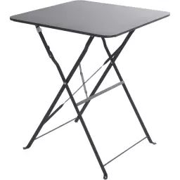 Table jardin carrée pliable métal gris bistrot 60x60x71cm