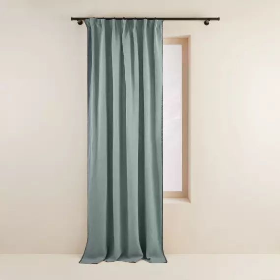 Rideau à galon fronceur NINO vert de gris et feston noir – VERT