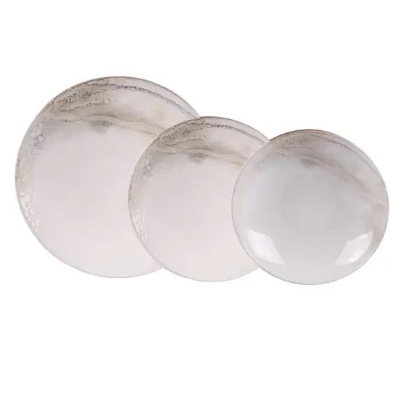 Service d&rsquo;assiettes 18 pièces   en grès  beige