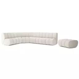 Canapé d’angle en tissu 8 places blanc pur