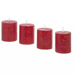 Coffret 4 bougies en paraffine rouge H5