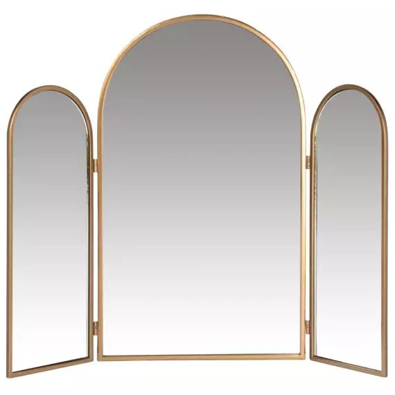 Miroir triptyque en métal doré 61×50