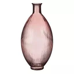 Vase bouteille en verre recyclé rose clair H59