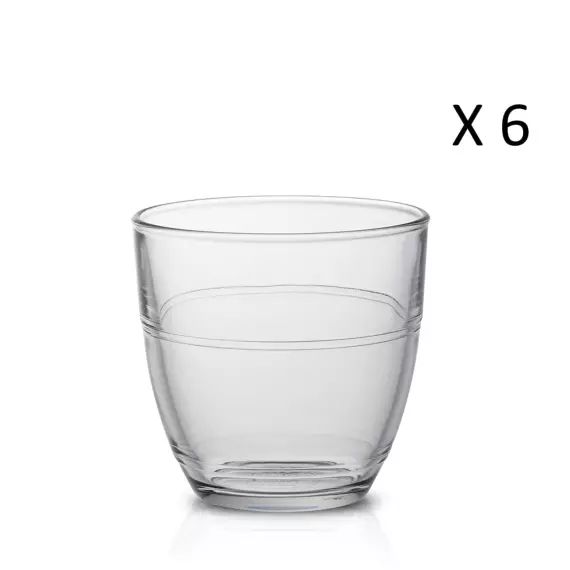Boîte de 6 gobelets Gigogne 16 cl en verre  transparent