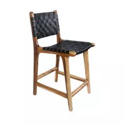 Perugia – Chaise de bar en bois clair et cuir