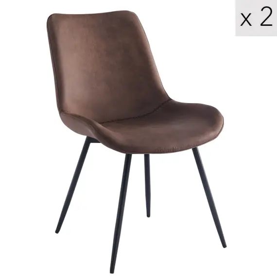 Lot de 2 chaises en métal et simili marron