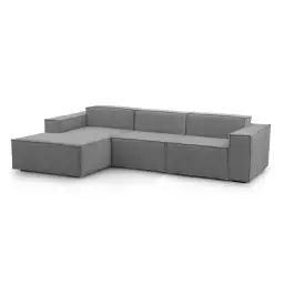 Canapé d’angle 3 places en tissu gris