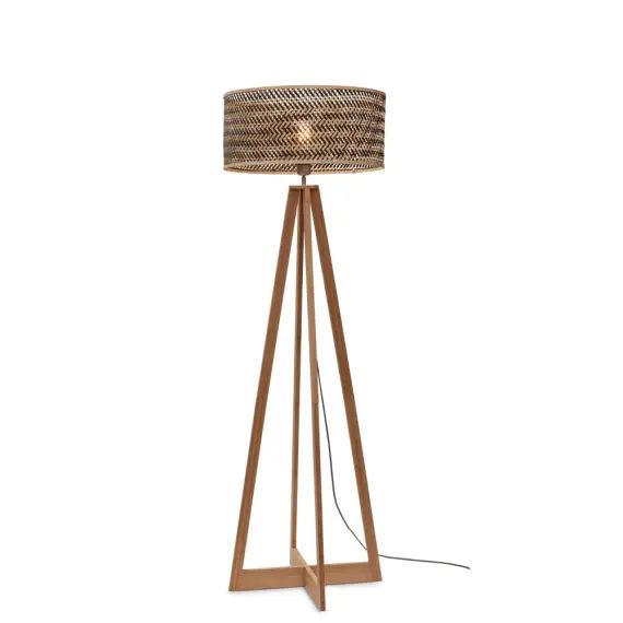 Lampadaire bambou abat-jour bambou naturel/noir, h. 145cm