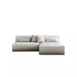 Canapé d’angle réversible 4 places en tissu gris clair