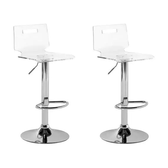 Set de 2 chaises de bar transparentes blanches