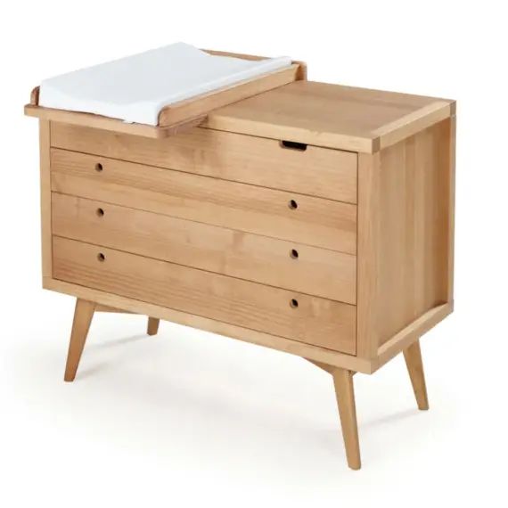 Commode à langer 4 tiroirs effet bois naturel