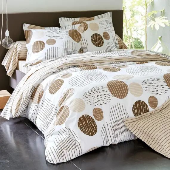 Housse de couette 200×200 beige en coton