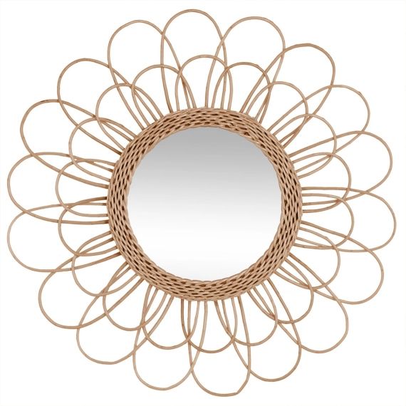 Miroir en rotin fleur D56cm