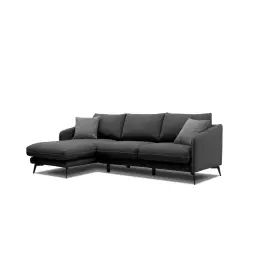 Canapé d’angle gauche 4 places tissu noir