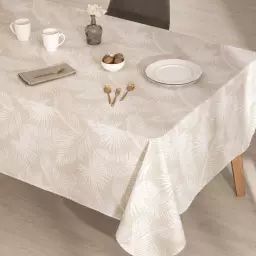 Nappe en coton biologique antitâche imprimée beige 140×240 cm