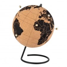 Globe terrestre en liège noir et marron