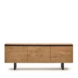 Uxue – Meuble TV 3 portes en bois massif d’acacia et métal L150cm – Couleur – Bois clair