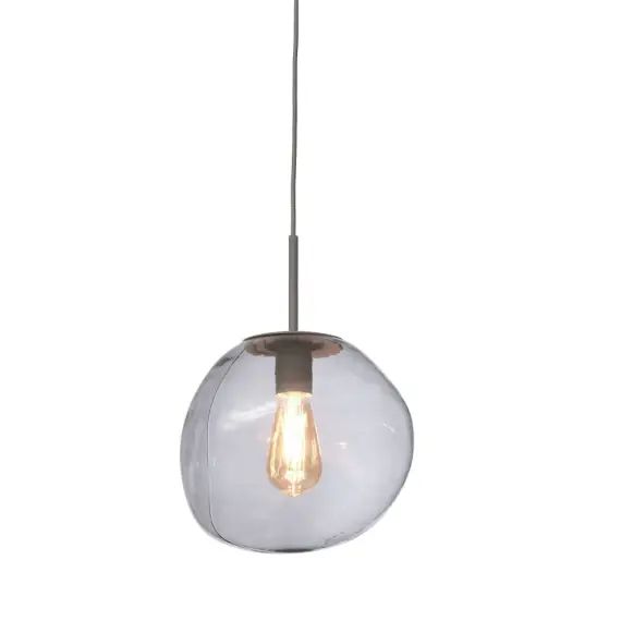 Suspension en verre gris clair, h. 37.5cm