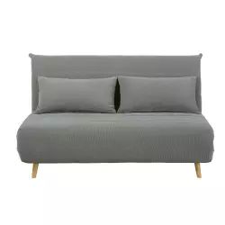Banquette-lit 2 places gris clair design Nio