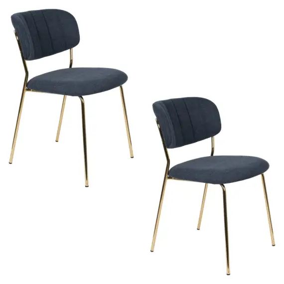 2 chaises pieds dorés bleu foncé