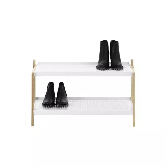 Meuble à chaussures Toj en Métal, Frêne – Couleur Blanc – 76 x 68.68 x 42 cm – Designer Simon Legald